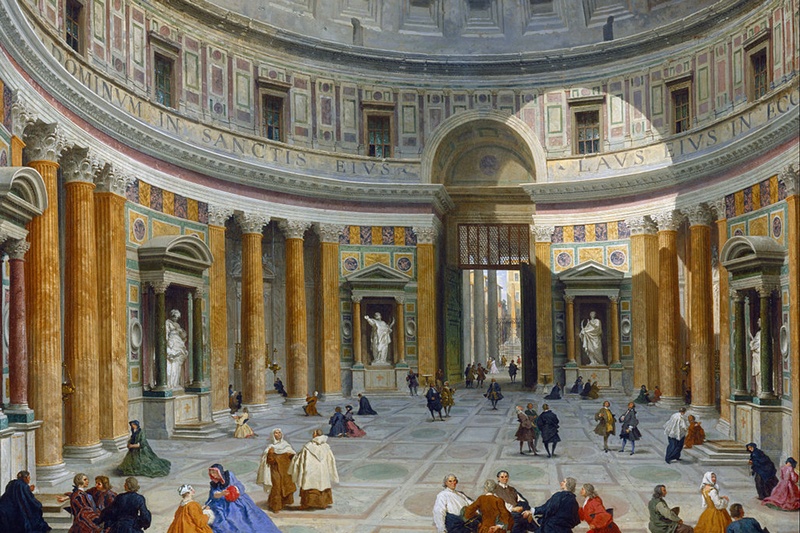 inside greek marble temple