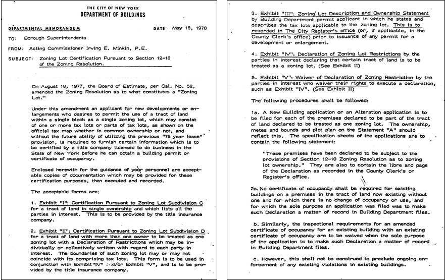 Zoning Exhibits for New Buildings and Enlargements